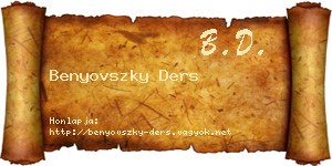 Benyovszky Ders névjegykártya